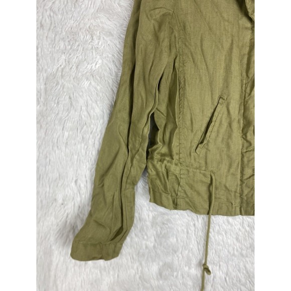 AJ Adrea Jovine Women's Green Linen Snapped Button Zip Up Jacket Size S NWT - Picture 2 of 11